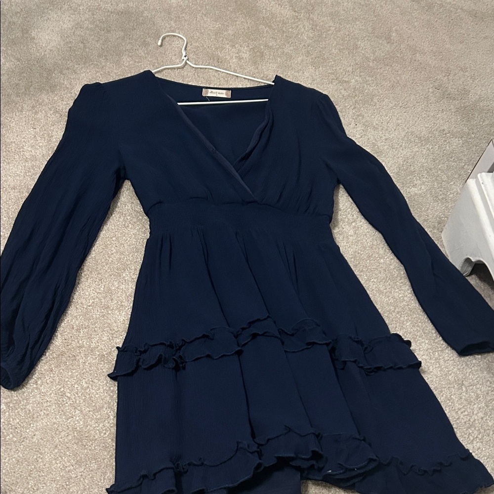 Altar'd State Deep Blue Long Sleeve Dress